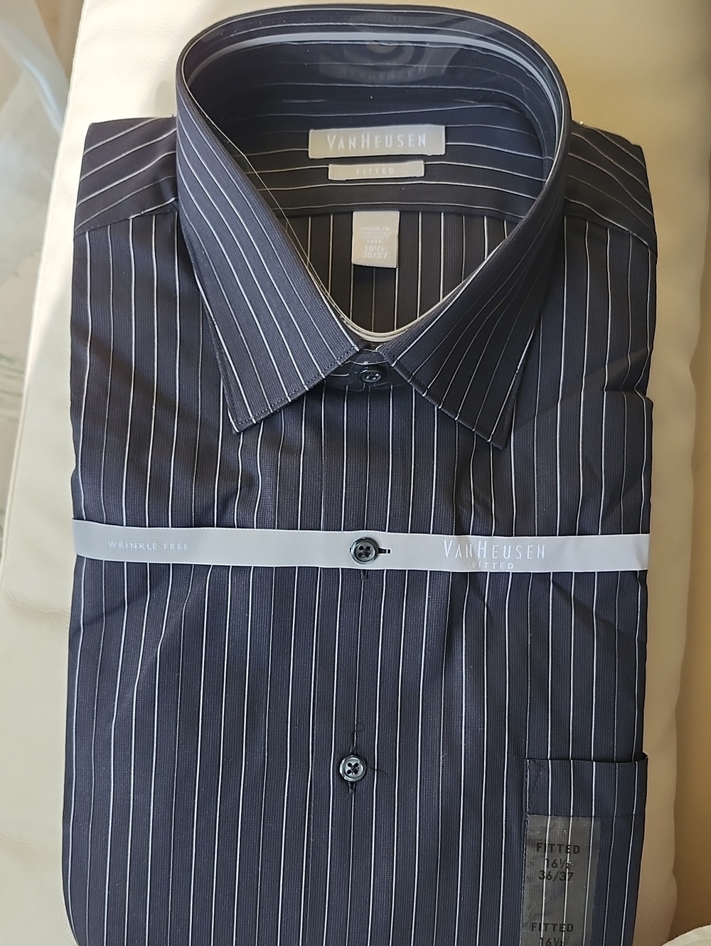 Van Heusen Black  Pinstripe Spread Collar Dress Shirt